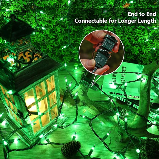 ODEETRONIC Green Christmas Lights, 21.63ft 100 Count Incandescent Christmas Mini Lights Connectable, 120V UL Certified St. Patrick's Day Light Outdoor Tree Light Waterproof for Indoor Party Decoration