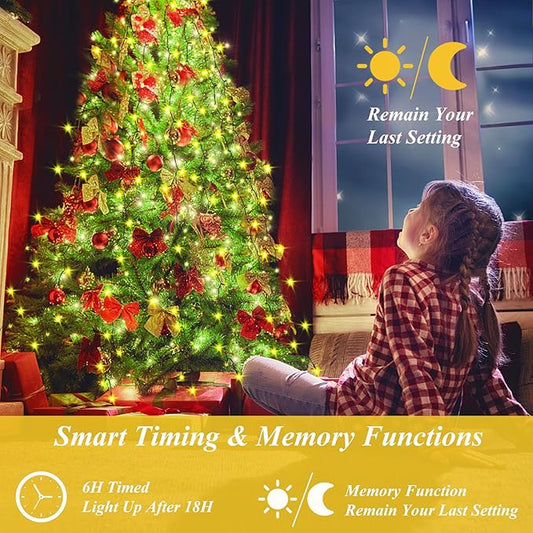 Aneeway 400 LED Christmas Tree Lights, 6.6FT x 16 String, Warm White, Indoor/Outdoor, LED, Remote Control, Memory & Timing Function