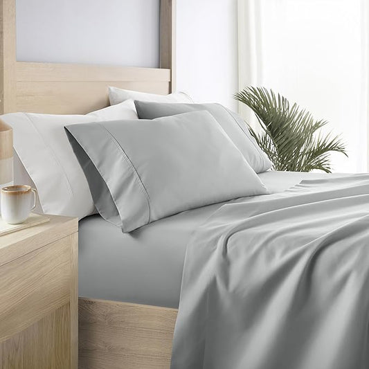 Linen Market Bed Sheets for Twin Size Bed (Light Gray) - Sleep Better Than Ever with These Soft and Cooling Twin Sheets - Deep Pocket Fits 16" Thick Beds - 3 Piece Twin Sheet Set