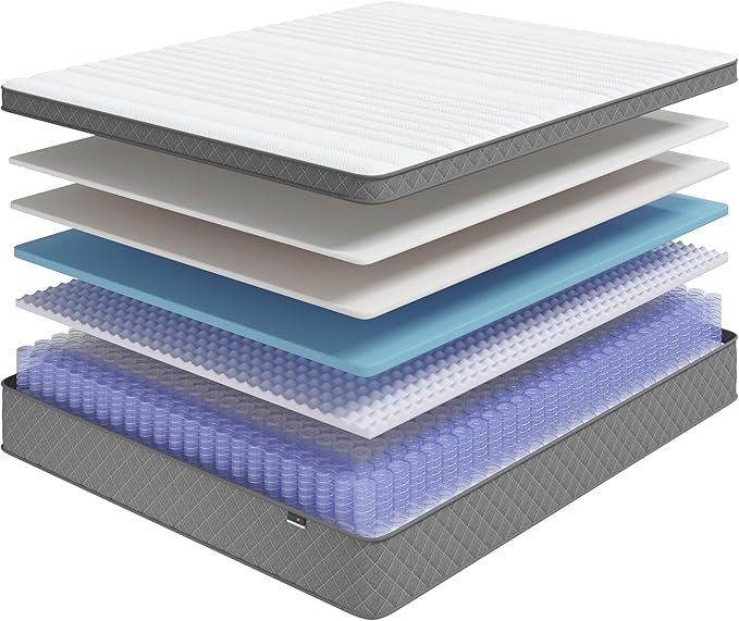 PurrJoys Firm Queen Mattress, 12 Inch Queen Bed Mattress in a Box,Cooling-Gel Memory Foam&Pocket Spring Hybrid, CertiPUR-US Certified, Firm