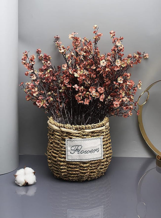 JAKY-Global Babys Breath Silk Artificial Flowers 12 Bundle European Fake Plants Farmhouse Decor Fall Decoration Bouquets DIY Home Garden (Beige Brown-12pcs)