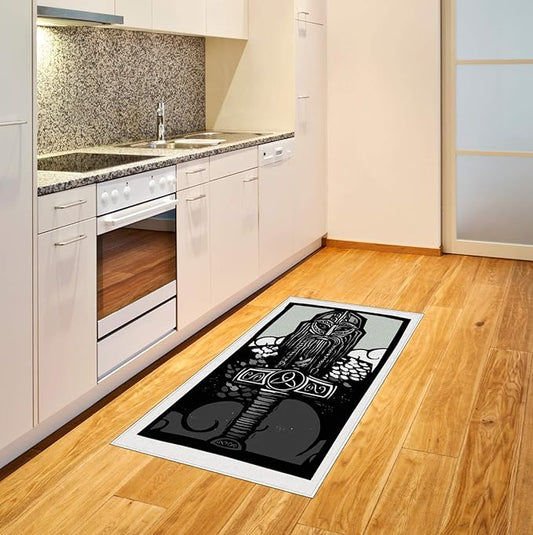 Lunarable Viking Area Rug, Thor Son of Odin Monochrome Design Guardian of Asgard Scandinavian Culture, Flat Woven Accent Rug for Living Room Bedroom Dining Room, 2' 6" x 5', Black White