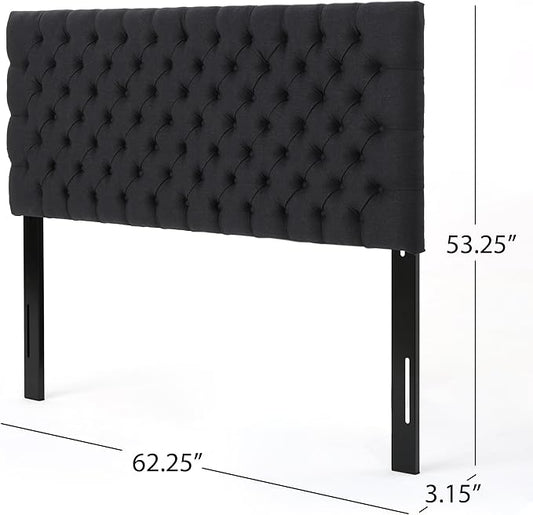 Christopher Knight Home Jezebel Fabric Headboard, Queen / Full, Dark Charcoal / Black Steel