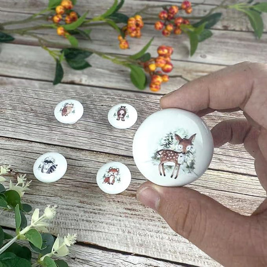 6PCS 1.5" Nursery Safari Animals Ceramics Drawer Handle Pulls Cute Decor Dresser Knobs Children's Cabinet Knob (Bear)