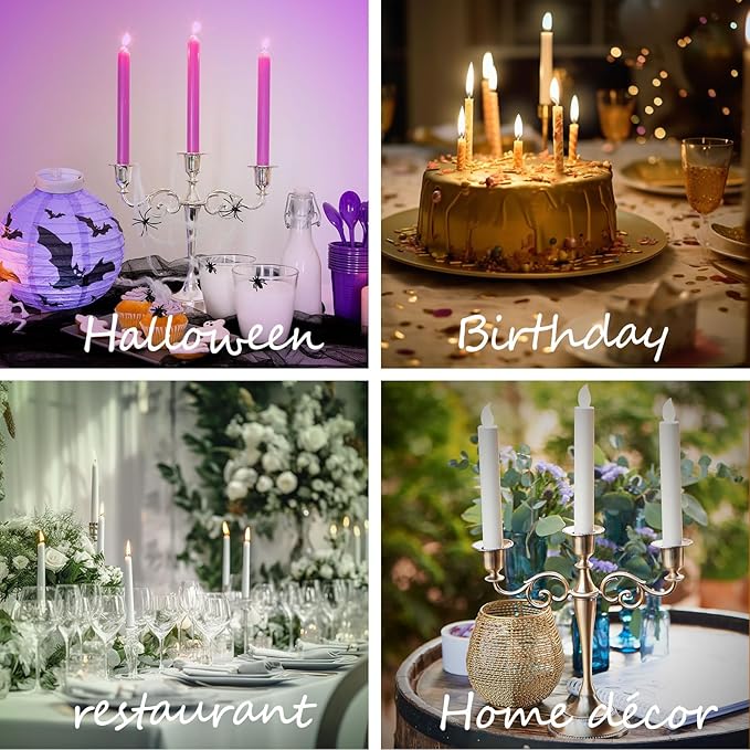 Pewter Candle Holder,5 Arms Metal Candle Holders for Pillar Candles(10.6 inch Tall Candlestick Holders, for 1/2-1 inch Taper Candles,Centerpiece Elegant Decoration Piece for Table