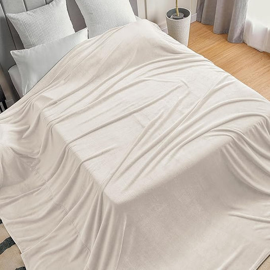 BEDELITE Big Fleece Blanket 120" x 120" (10' x 10'), Super Soft Fluffy Fuzzy Oversized King for Bed, Couch, Sofa, Camping, Extra Large Blanket Fits Your Whole Family, Beige