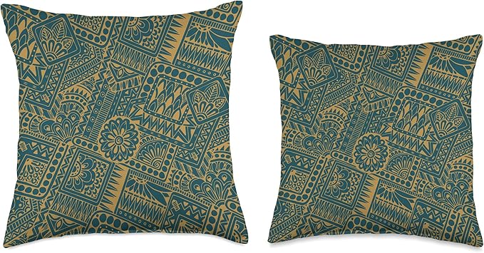Scandinavian Ethno Mosaic Folklore Pattern 1 - Fan Fun Throw Pillow