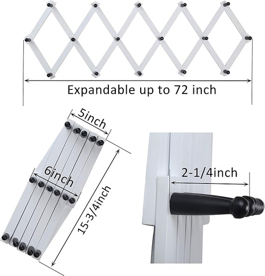 WEBI Accordion Wall Hanger,Expandable Wooden Coat Rack Wall Mounted,Accordion Hat Rack for Wall,Accordion Hook Rack for Hats,Caps,16 Peg Hooks,Black on White