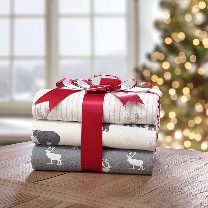 Eddie Bauer - Queen Sheets, Cotton Flannel Bedding Set, Brushed For Extra Softness, Cozy Home Decor (Elk Grove, Queen)