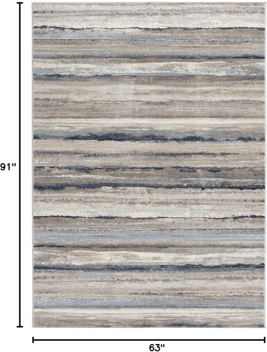 RUG BRANCH Havana 5' x 8' (5'3" X 7'7") Scandinavian Indoor Area Rug, Contemporary, Blue Brown - Living Room, Bedroom, Dining Room, and Kitchen