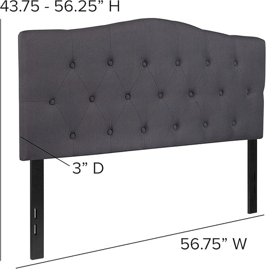 Flash Furniture Cambridge Tufted Upholstered Full Size Headboard in Dark Gray Fabric