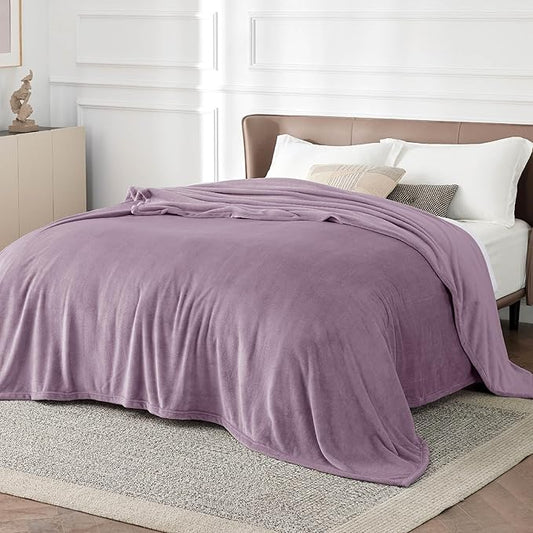 Bedsure GentleSoft Fleece Bed Blankets Queen Size Fog Purple - Soft Lightweight Plush Fuzzy Cozy Luxury Blanket Microfiber, 90x90 inches