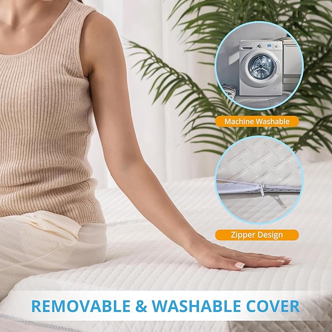 EGO Gel Memory Foam Mattress Topper, 3 Inch King with Removable Breathable Soft Cover, Cooling Bed Topper for Comfort Body Support & Pressure Relief, CertiPUR-US Certified