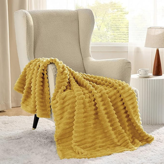 Bedsure GentleSoft Yellow Throw Blanket for Couch - Cozy Soft Fleece Blankets for Women, Cute Small Throws for Girls, Honey, 50x60 Inches