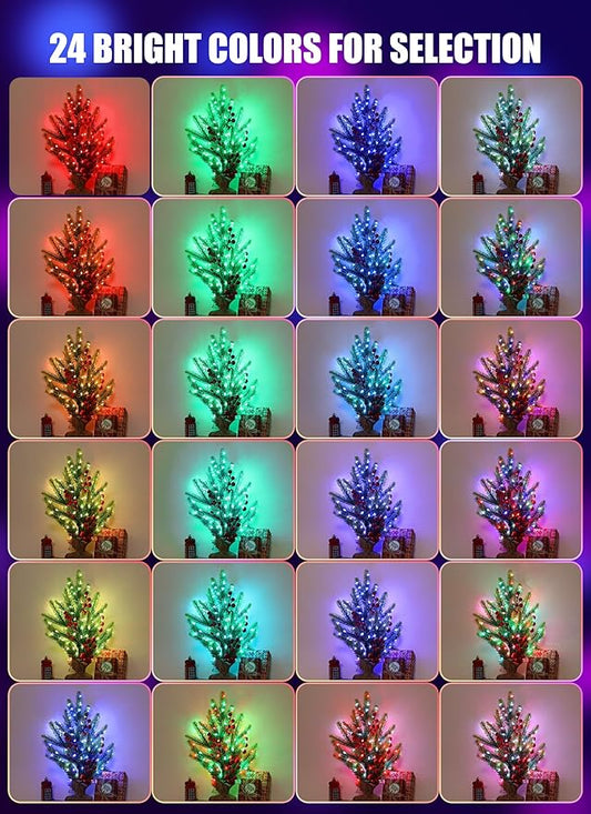 Minetom Upgraded Color Changing Fairy String Lights - 66 ft 200 LED 24 Colors USB Silver Wire Lights with Remote and Timer for DIY Bedroom Party Indoor Christmas Decoration, Adapter Included