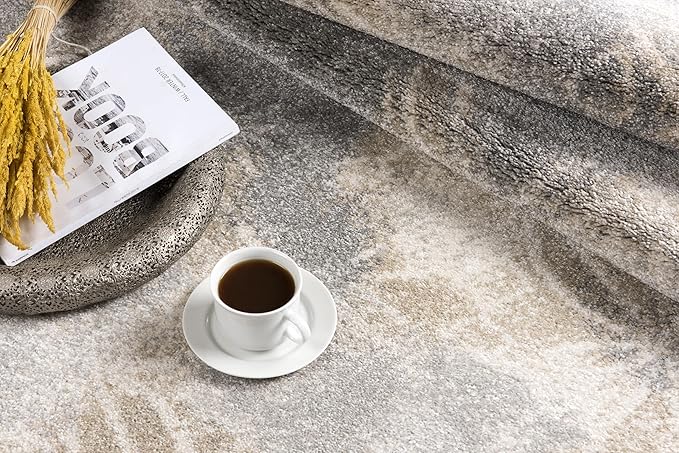 RUG BRANCH New Zealand Plush 4' x 6' (3'9" X 5'6") Scandinavian Indoor Area Rug, Contemporary, Grey Brown - Living Room, Bedroom, Dining Room, and Kitchen