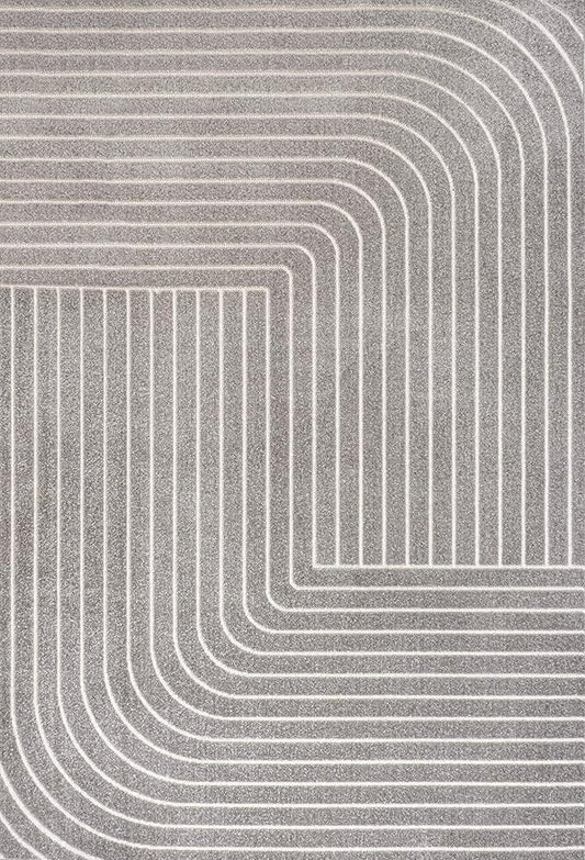 Eyely NCS101B-5 Scandinavian Odense Minimalist Angle Geometric Indoor Area Rug, Modern, Contemporary, Coastal, Bohemian, Bedroom, Kitchen, Living Room, Non Shedding, Gray/Ivory, 5' x 8'