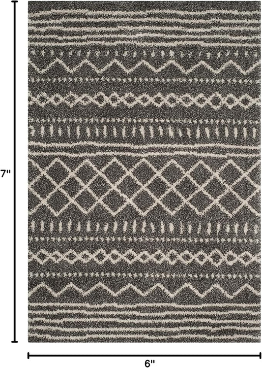 SAFAVIEH Arizona Shag Collection Area Rug - 5'1" x 7'6", Brown & Ivory, Moroccan Design, Non-Shedding & Easy Care, 1.6-inch Thick Ideal for High Traffic Areas in Living Room, Bedroom (ASG741B)