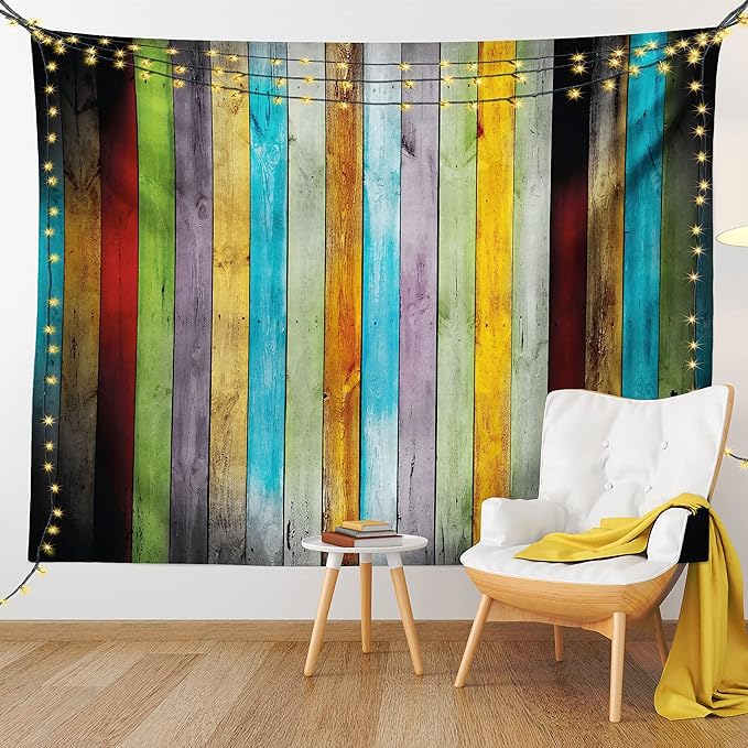 Lunarable Colorful Tapestry Queen Size, Vertical Wood Planks in Carpentry Oak Timber Rustic Country Life, Wall Hanging Bedspread Bed Cover Wall Decor, 88" X 88", Brown