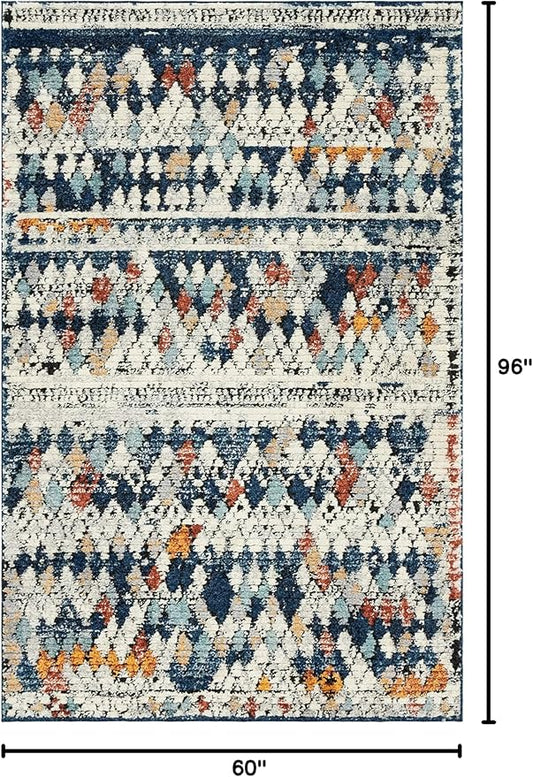 Rugs.com Morocco Collection Rug – 5' x 8' Navy Blue High-Pile Rug Perfect for Living Rooms, Large Dining Rooms, Open Floorplans