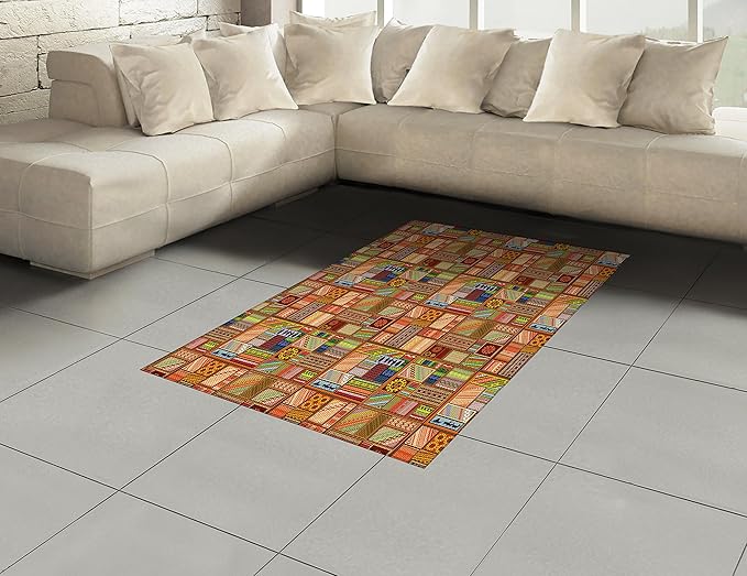 Lunarable Prehistoric Area Rug, Legacy of The Northern People Scandinavian Culture Motifs Composition, Flat Woven Accent Rug for Living Room Bedroom Dining Room, 4' X 5' 7", Multicolor