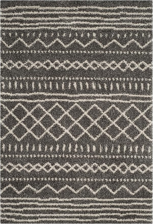 SAFAVIEH Arizona Shag Collection Accent Rug - 4' x 6', Brown & Ivory, Moroccan Design, Non-Shedding & Easy Care, 1.6-inch Thick Ideal for High Traffic Areas in Entryway, Living Room, Bedroom (ASG741B)