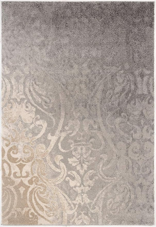 RUG BRANCH New Zealand Plush 4' x 6' (3'9" X 5'6") Modern Indoor Area Rug, Contemporary, Grey Beige - Living Room, Bedroom, Dining Room, and Kitchen