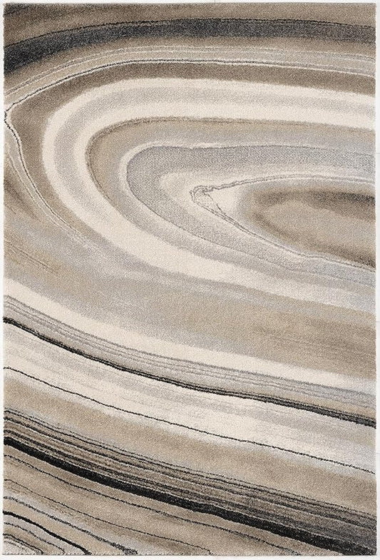 RUG BRANCH New Zealand Plush 5' x 8' (5'3" X 7'5") Scandinavian Indoor Area Rug, Contemporary, Cream Beige - Living Room, Bedroom, Dining Room, and Kitchen
