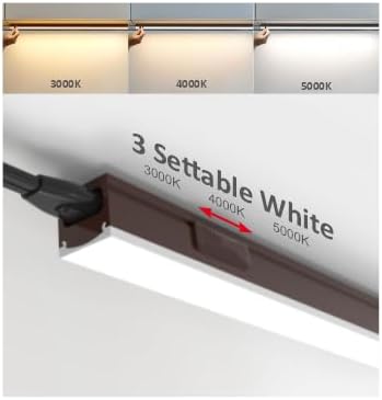 Under Cabinet Lighting Plug in, 32 Inch 2 Pcs, Linkable AC120V 3CCT 3000K/4000K/5000K Ultra Slim, LED Under Cabinet Lights for Counter Light, Kitchen, Shelf, Sink, Workshop, Desk, Bronze
