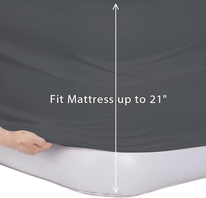 Bedecor Air Bed Sheets for Mattress Cover Removable Bed and Elastic Band Super Soft and Breathable & Deep up to 21" Dark Gray King