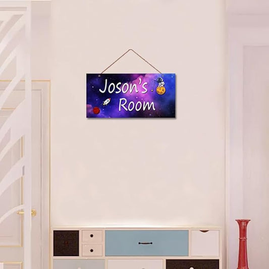 Personalized Signs Astronaut Sign Customized Signs Door Decoration Exquisite Decorative Signs For Boys Room Custom Name for Kids Room Wall Art Decor Outer Space Themed Decor Rocket Nursery Decor