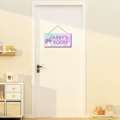 Personalized Signs Unicorn Sign, Cute Cartoon Wall Decor for Girls Bedroom Kids Room Rainbow Unicorn Theme Birthday Party Wall Art for Nursery Little Man Cave