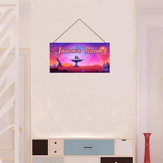 Personalized Universe Sign Science Fiction Themed For Kids Room Door Art Décor for Little Man Cave,Custom Name Starry Sky Wall Decor Decorative Plate for Boys Room Girls Bedroom