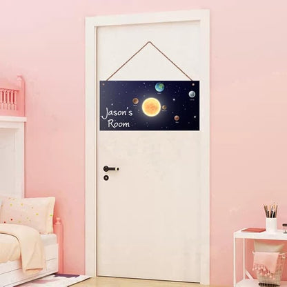 Personalized Outer Space Sign Spacesolar System Themed Decor For Kids Room Nursery Door Art Décor For Little Man Cave,Custom Name Sun Earth Planet Wall Decor Decorative Plate for Boys Bedroom