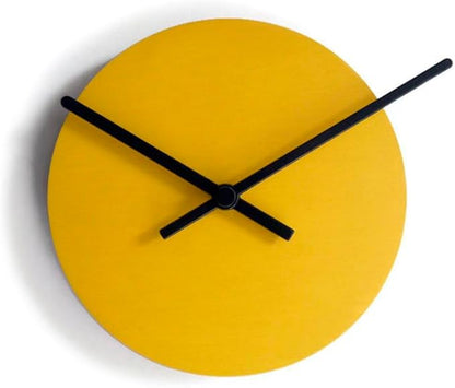 Small Round Wooden Wall Clock Minimalist Scandinavian Design Silent Non Ticking Quartz Movement Modern Yellow Poplar Wood for Kitchen Bedroom Office