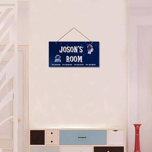 Personalized Astronaut Sign Door Art Decoration Exquisite Decorative Signs Custom Name for Nursery Bedroom Kids Room Wall Art Decor Outer Space Theme Decor For Boys Room