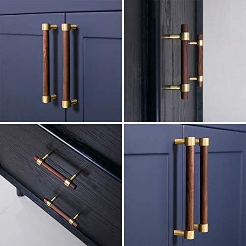 Drawer 8.66"/220mm Pulls Brass Walnut Kitchen Wardrobe Cabinet Hardware Pull Handle Adjustable Hole Distance with Screw, 2Pcs