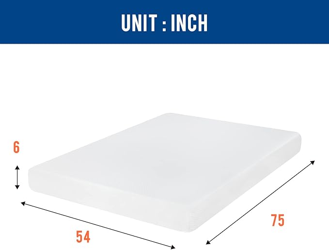 FDW | 6 Inch Full Mattress | Medium Firm | Gel Memory Foam Mattress | White | Bed in a Box, CertiPUR-US Certified | Pressure Relief, Cooling Ventilated Foam | Washable Removable Cover