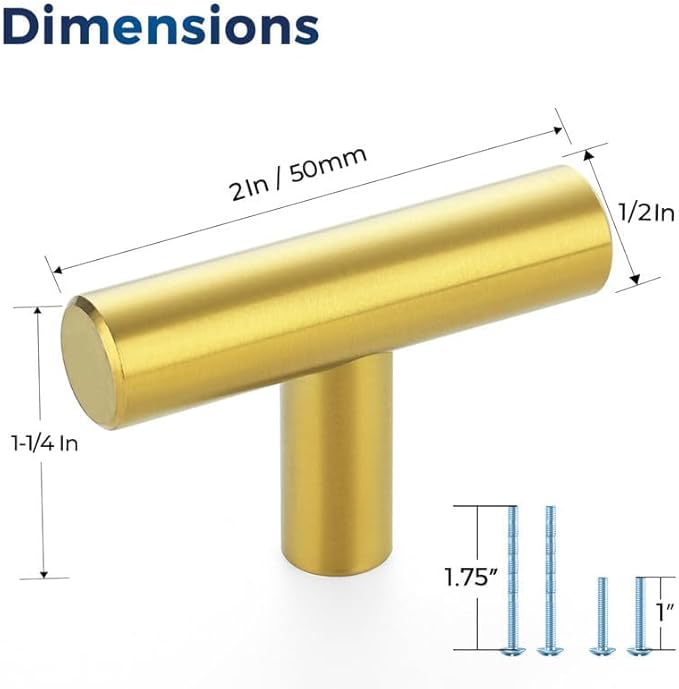 JOY DECOR 15 Pack Cabinet Knobs, Gold Cabinet Handles, 2in Kitchen Cabient Knobs, Single Hole Drawer Knobs for Dresser Drawers