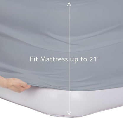 Bedecor Air Bed Sheets for Mattress Cover Removable Bed and Elastic Band Super Soft and Breathable & Deep up to 21" Light Gray Full