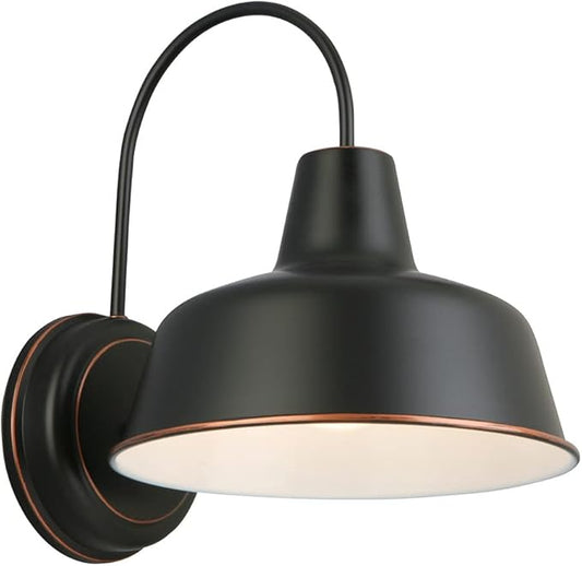 Design House Mason 1-Light Indoor/Outdoor Wall Light with Metal Shade, Wet Rated for Porch, Patio, and Garage, 579375