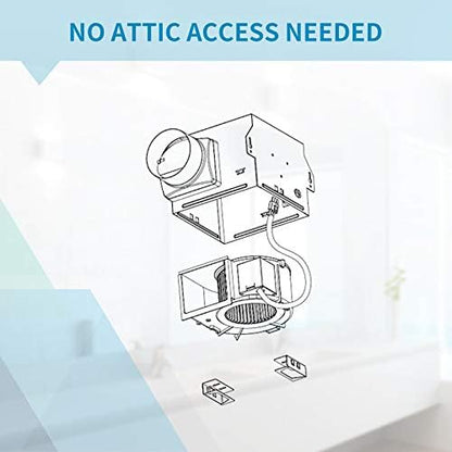 Tech Drive Very Quiet 80 CFM, 1.5 Sone No Attic access Needed Installation Bathroom Ventilation and Exhaust Fan with Humidity sensor