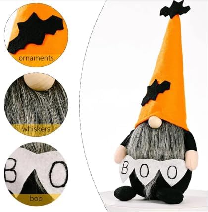 Halloween Gnome Plush Decorations, Handmade Swedish Tomte, Scandinavian Ornaments, 2-Pack