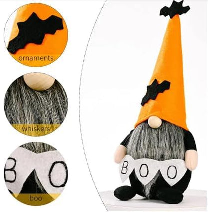 Halloween Gnome Plush Decorations, Handmade Swedish Tomte, Scandinavian Ornaments, 2-Pack