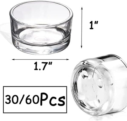 GOLDEAL 60-Pcs Tealight Candle Holders,Small Clear Glass,Tealight Holders Bulk Use for Weddings Parties Dinner,for 1.5" Tealight. Candle Mould