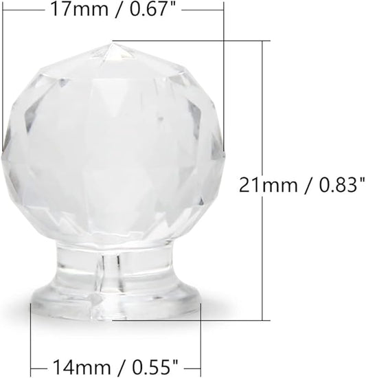 MroMax 6Pcs Tiny Pull Handle Round Acrylic Pull Knob Small Size Transparent 2.1x1.7x1.4cm(LxWxH) Need Glue to use