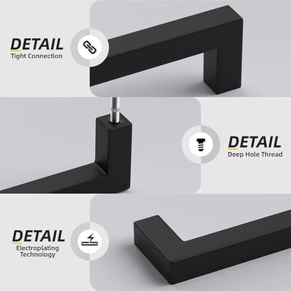 goldenwarm 45 Pack 11-1/3 Inch Black Cabinet Handles Matte Black Drawer Pulls Stainless Steel Cabinets Hardware Square Bar Modern for Kitchen Bathroom Cupboard