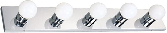 Design House 509653 5-Light Vanity Strip Light Contemporary Dimmable for Bathroom, Bedroom, Makeup Vanity, Polished Chrome