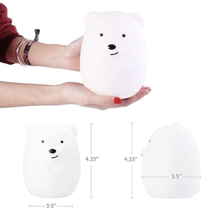 Night Light for Kids, Bedside Lamp for Children, Baby Nursery Lamp for Breastfeeding Safe, Break Resistant, Eye Caring, Adjustable Brightness & Color, Touch Control, Child Gift - Medium Bear