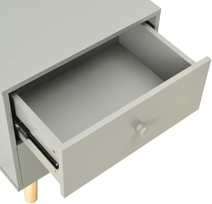 Scandinavian Bedside Cabinet Set of 2, Grey Modern Nightstands with Drawers for Bedroom and Living Room Storage, Minimalist Side Table with Ample Space for